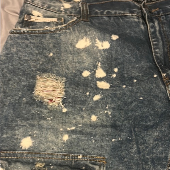 Blue Distressed Cargo Shorts Vintage Style - Picture 4 of 9